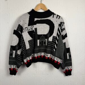 Vintage 90s Womens Fifth Avenue Pullover Sweater NYC New York City Skyline Small